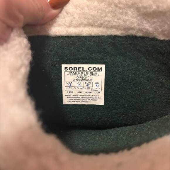 Sorel Caribou Mens 14 Waterproof Snow Boots Buff Winter Cold Weather NM1000-281 - Picture 9 of 11